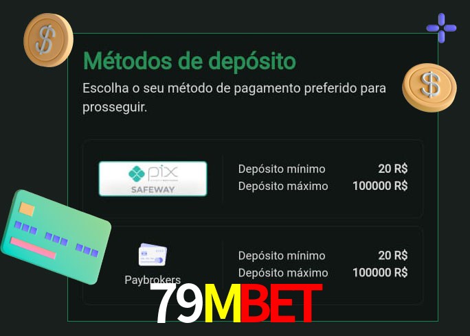 O cassino 79Mbet oferece uma grande variedade de métodos de pagamento